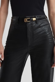 Paige Sasha Faux Leather High Rise Straight Black Trousers - Image 4 of 7