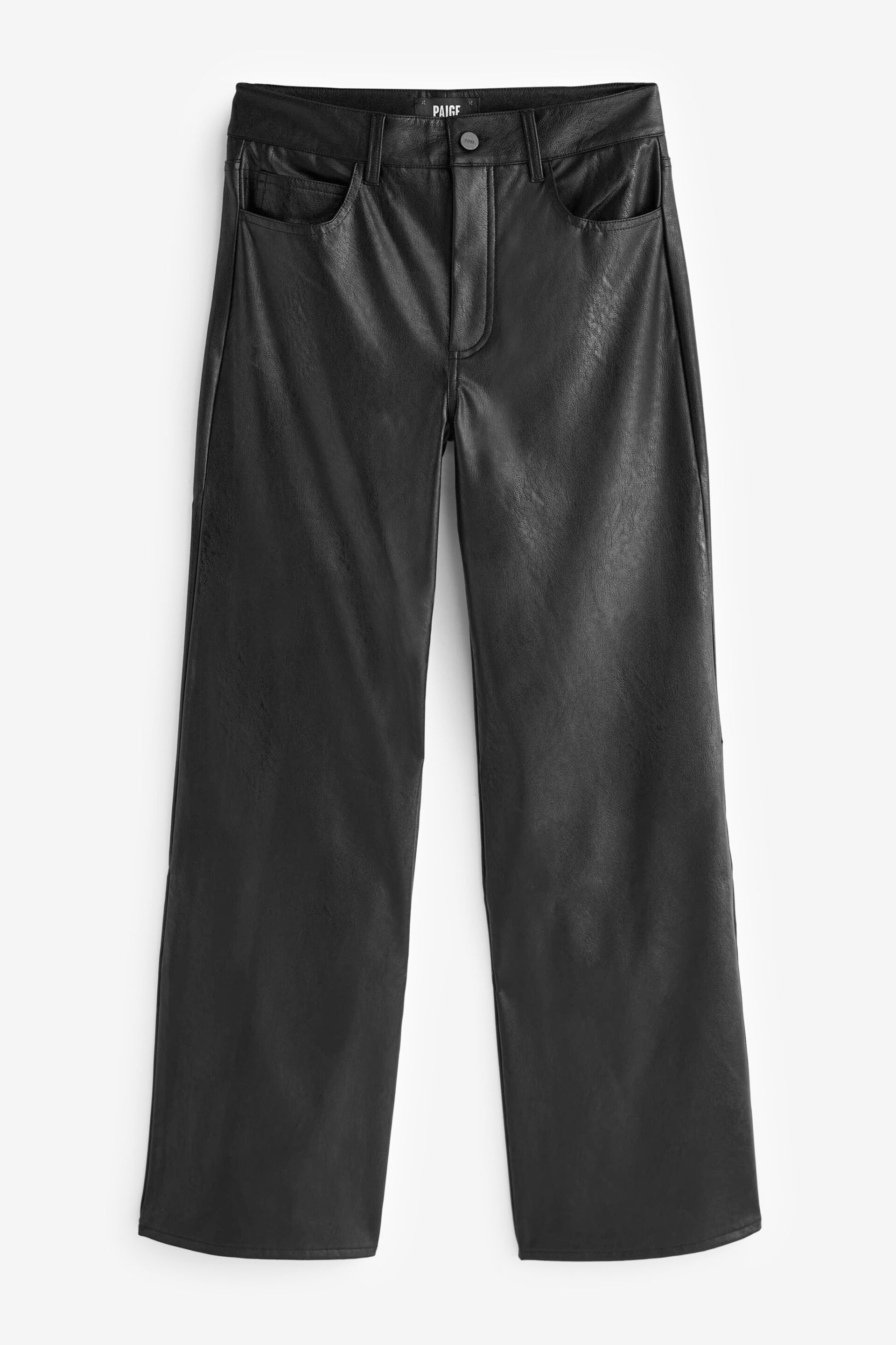 Paige Sasha Faux Leather High Rise Straight Black Trousers - Image 5 of 7