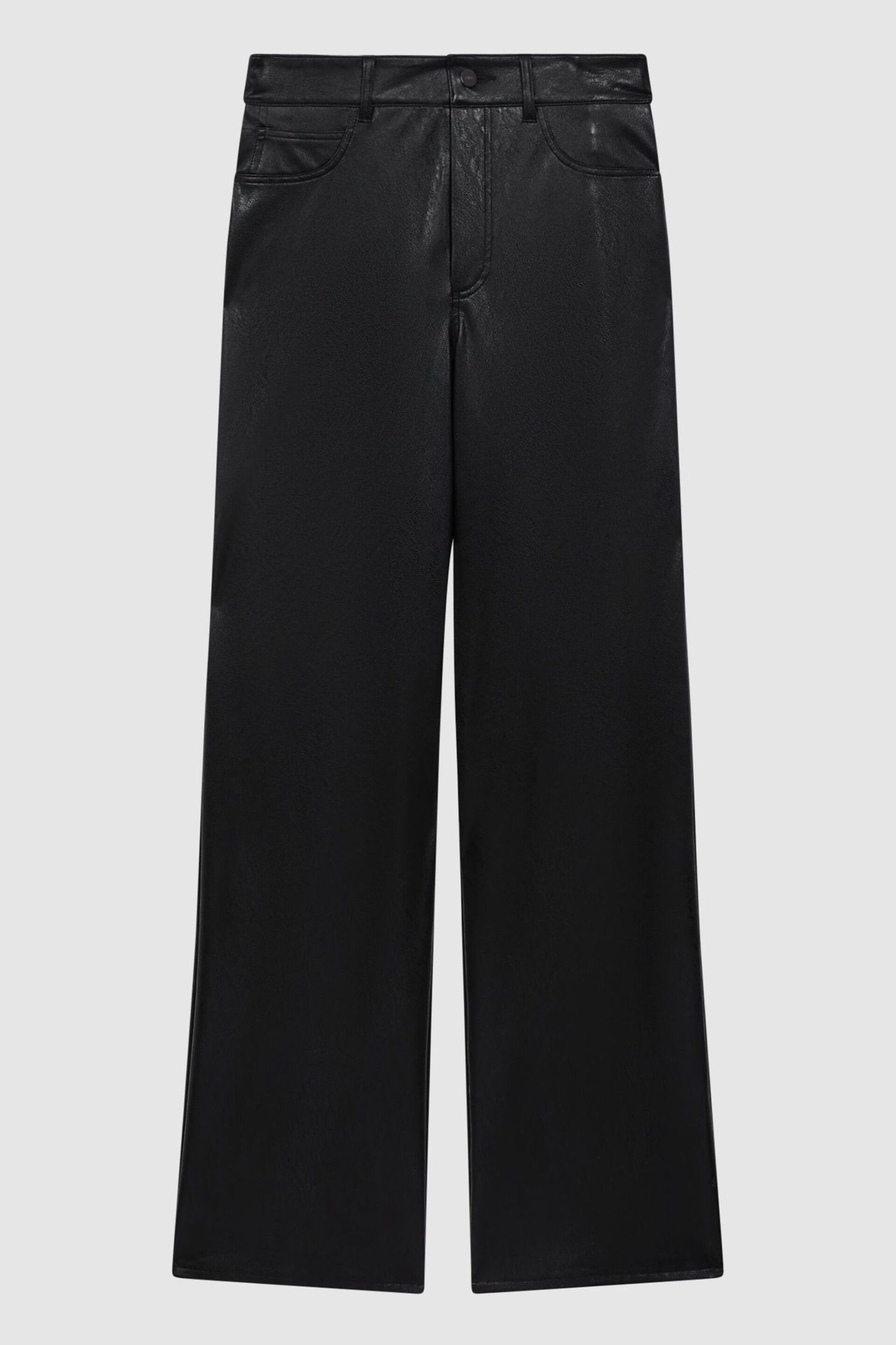 Paige Sasha Faux Leather High Rise Straight Black Trousers - Image 6 of 7