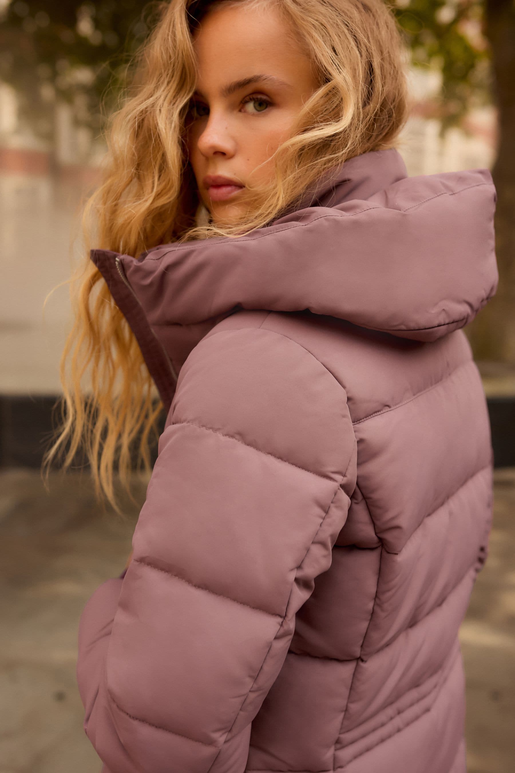 Buy Rose Pink Shower Resistant Padded Puffer Hooded Mid Length Coat from the Next UK online shop
