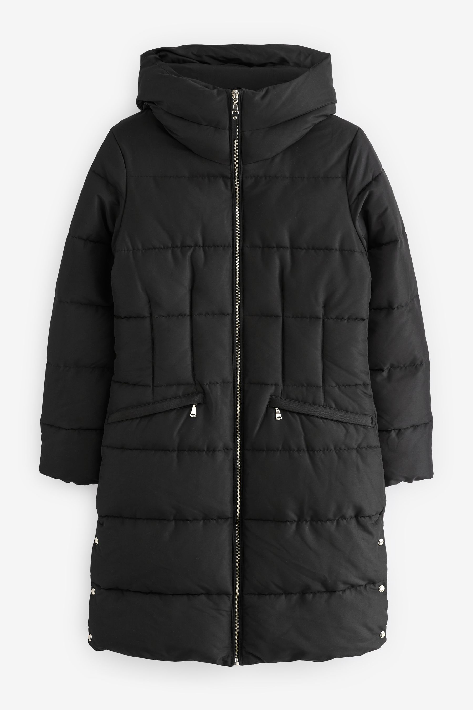 Black padded hooded coat outlet