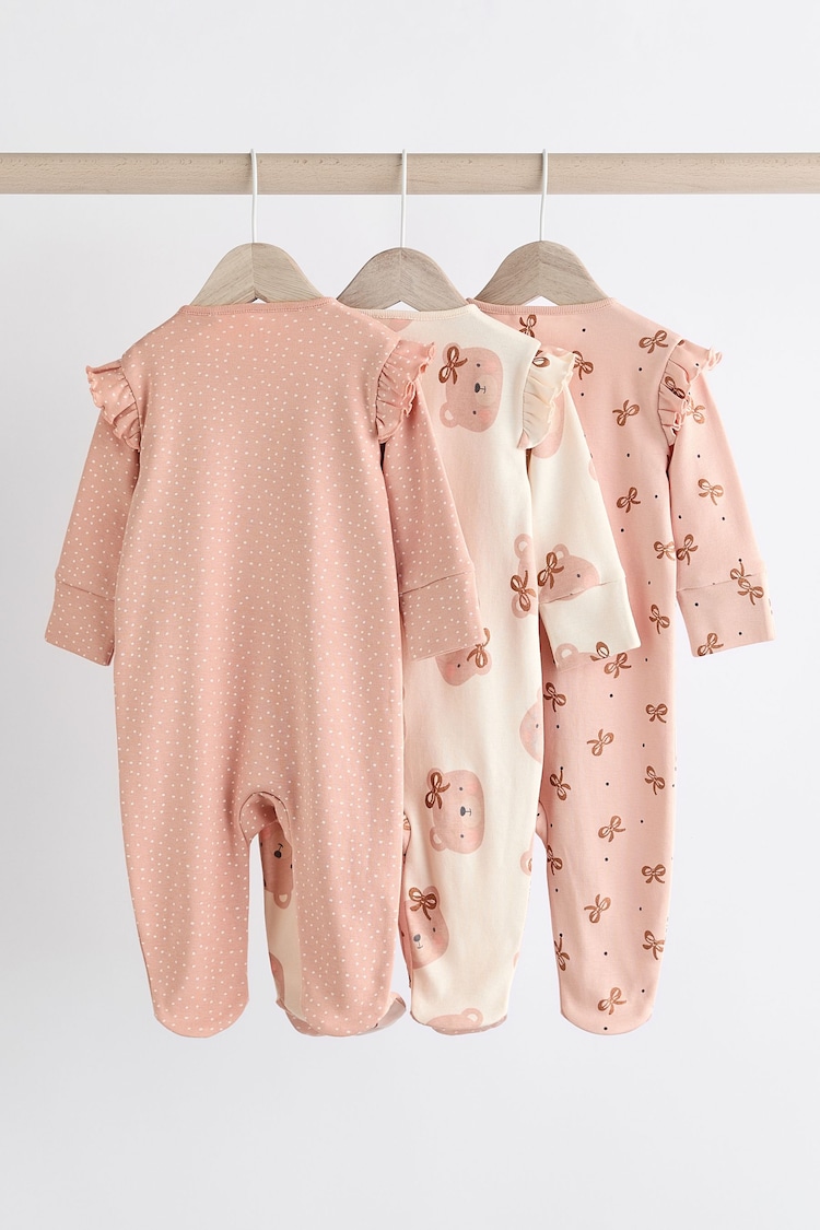 Pink Bear Character Zip Baby Sleepsuits 3 Pack (0mths-2yrs) - Image 2 of 13