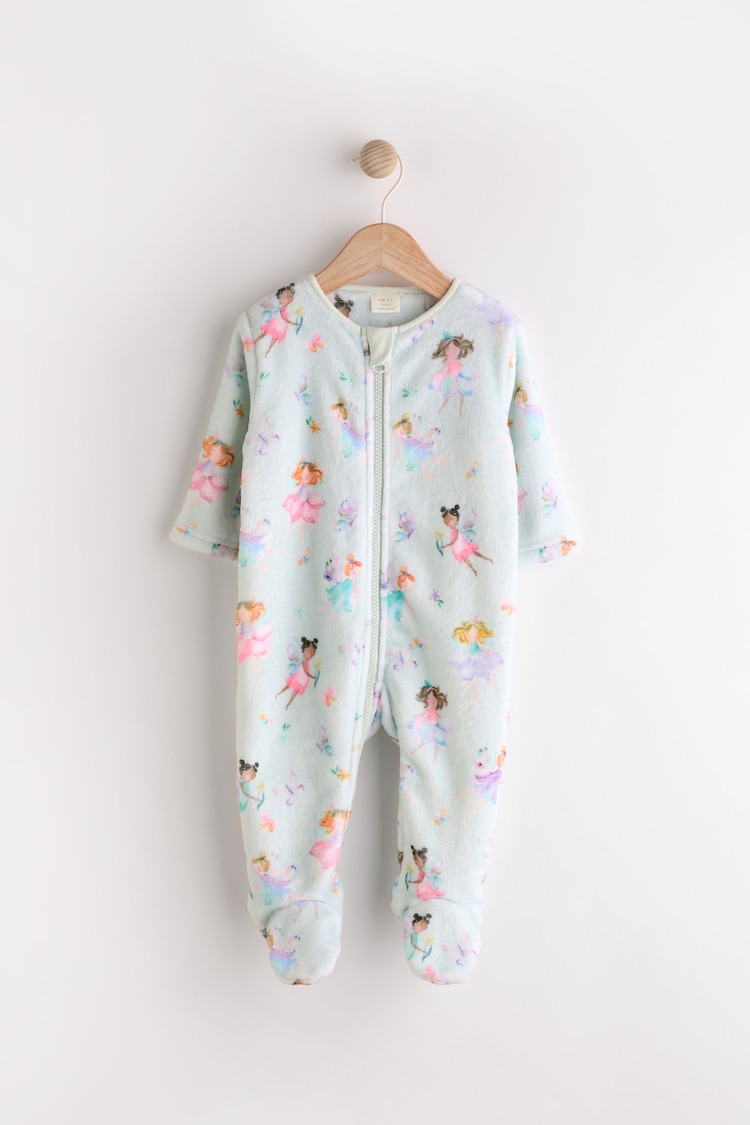 Mint Green Fairy Baby Zip Fleece Sleepsuit - Image 1 of 7