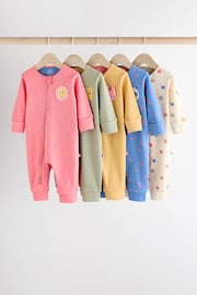 Multi Baby Footless Two Way Zipped 100% Cotton Sleepsuits 5 Pack (0mths-3yrs) - Image 1 of 18