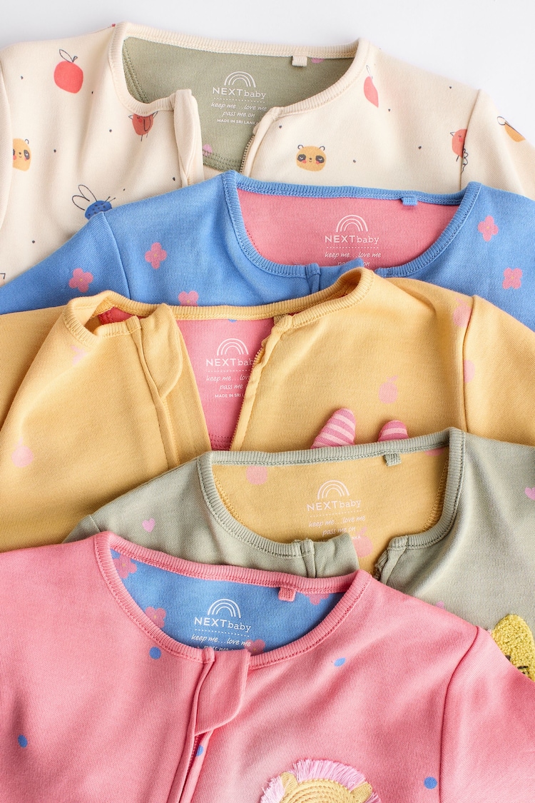 Multi Baby Footless Two Way Zipped 100% Cotton Sleepsuits 5 Pack (0mths-3yrs) - Image 18 of 18