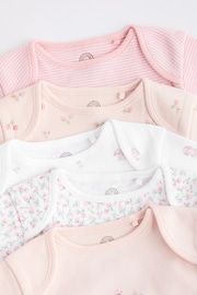 Pink Bunny 5 Pack Baby Long Sleeve 100% Cotton Bodysuits - Image 9 of 12