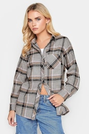 PixieGirl Petite Grey Check Boyfriend Shirt - Image 1 of 4