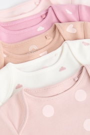 Brown & Pink Baby Short Sleeve 100% Cotton Bodysuits 5 Pack - Image 9 of 11