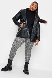 Yours Curve Grey Check Leggings - Image 3 of 4