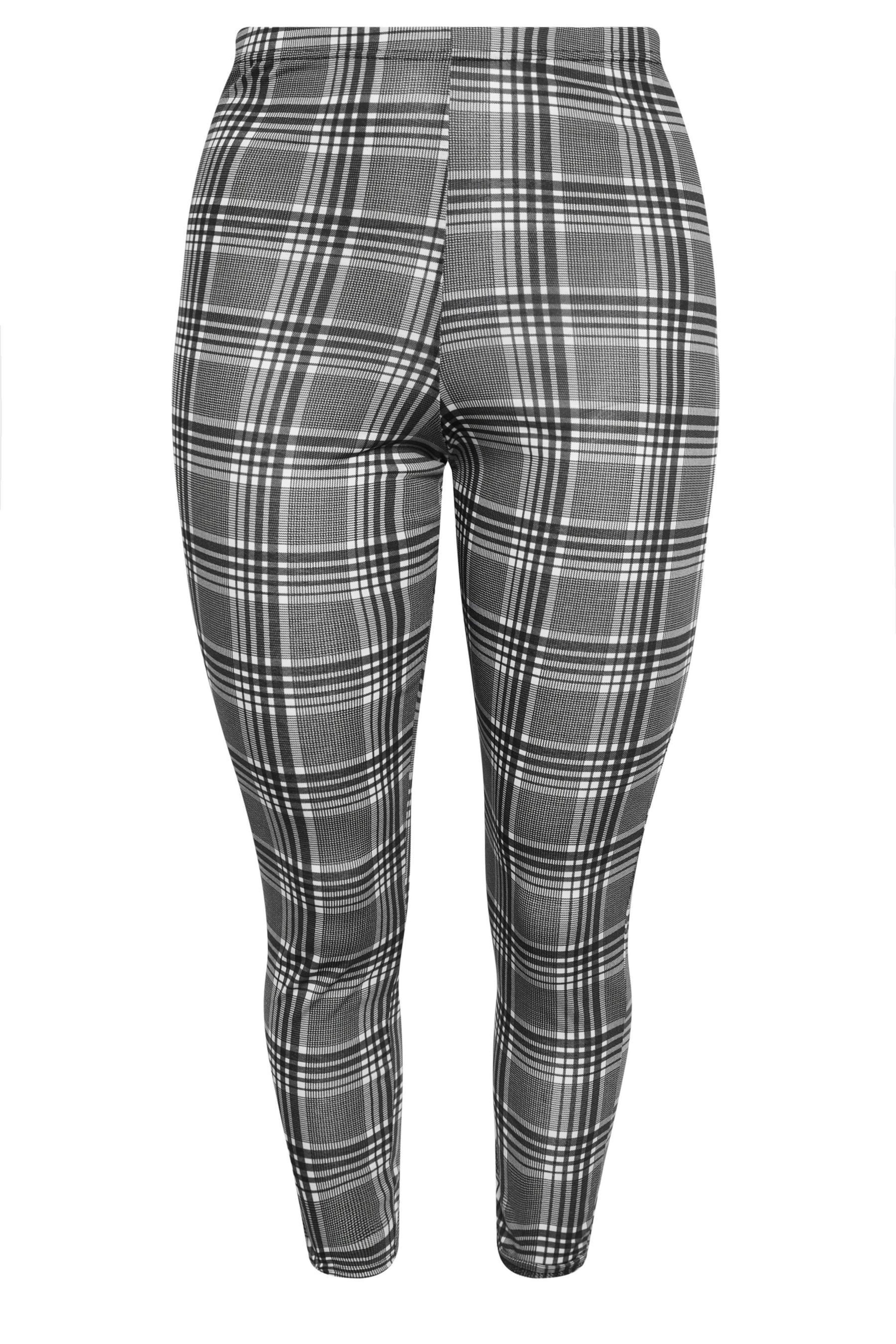 Yours Curve Grey Check Leggings - Image 4 of 4