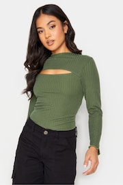 PixieGirl Petite Green Lettuce Edge Cut Out Top - Image 1 of 4