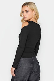 PixieGirl Petite Black Cold Shoulder Ribbed Top - Image 3 of 5