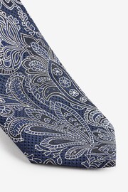 Navy Blue/Pink Textured Paisley Tie, Pocket Square And Pin Set - Image 7 of 8