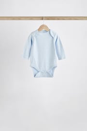 Blue 7 Pack Baby Bear 100% Cotton Long Sleeve Bodysuits - Image 4 of 14