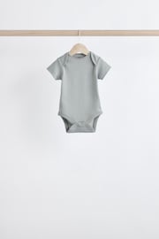 Grey/White Short Sleeve 100% Cotton Bodysuit 5 Pack - Image 4 of 14