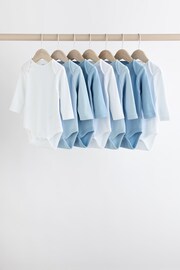 Blue 7 Pack Baby Long Sleeve Bodysuits - Image 1 of 9