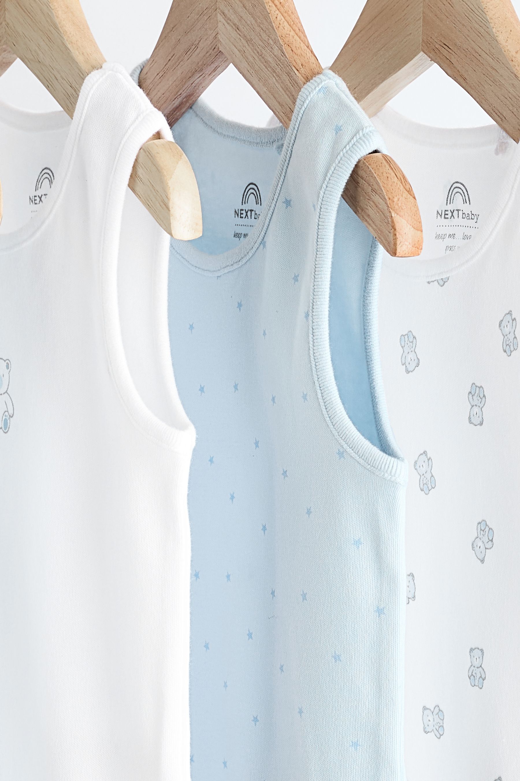 Buy Blue Bear Print Baby 100 Cotton Vests 5 Pack from Next Canada
