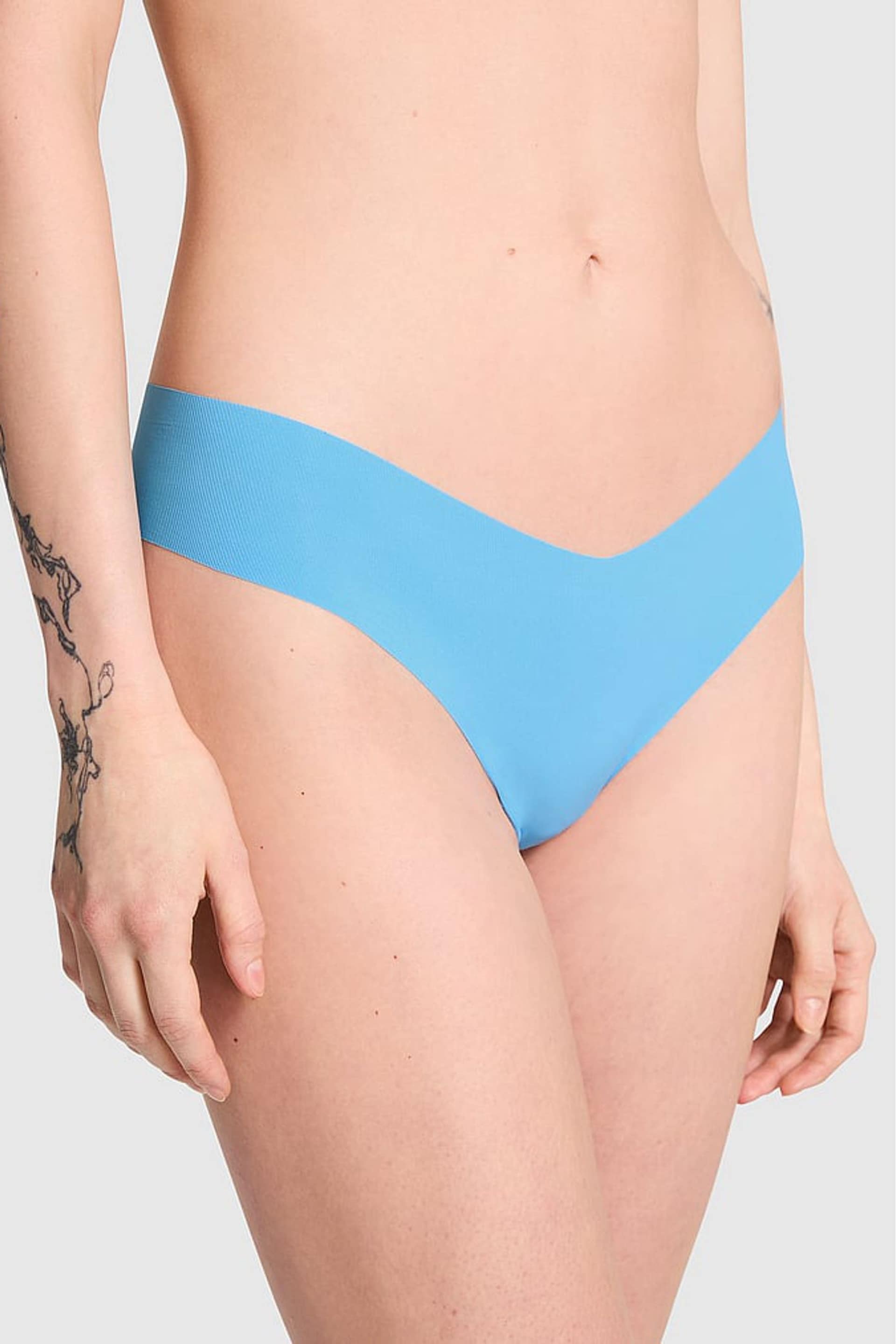 Victoria's Secret PINK Castaway Blue Rib Thong Knickers - Image 1 of 3