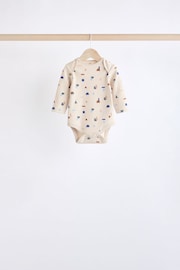 Blue Printed 5 Pack Long Sleeve Baby Bodysuits 5 Pack - Image 3 of 12