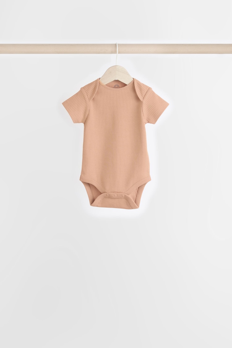 Muted Browns Short Sleeve 100% Cotton Bodysuits 5 Pack - Image 2 of 11