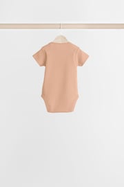 Muted Browns Short Sleeve 100% Cotton Bodysuits 5 Pack - Image 8 of 11