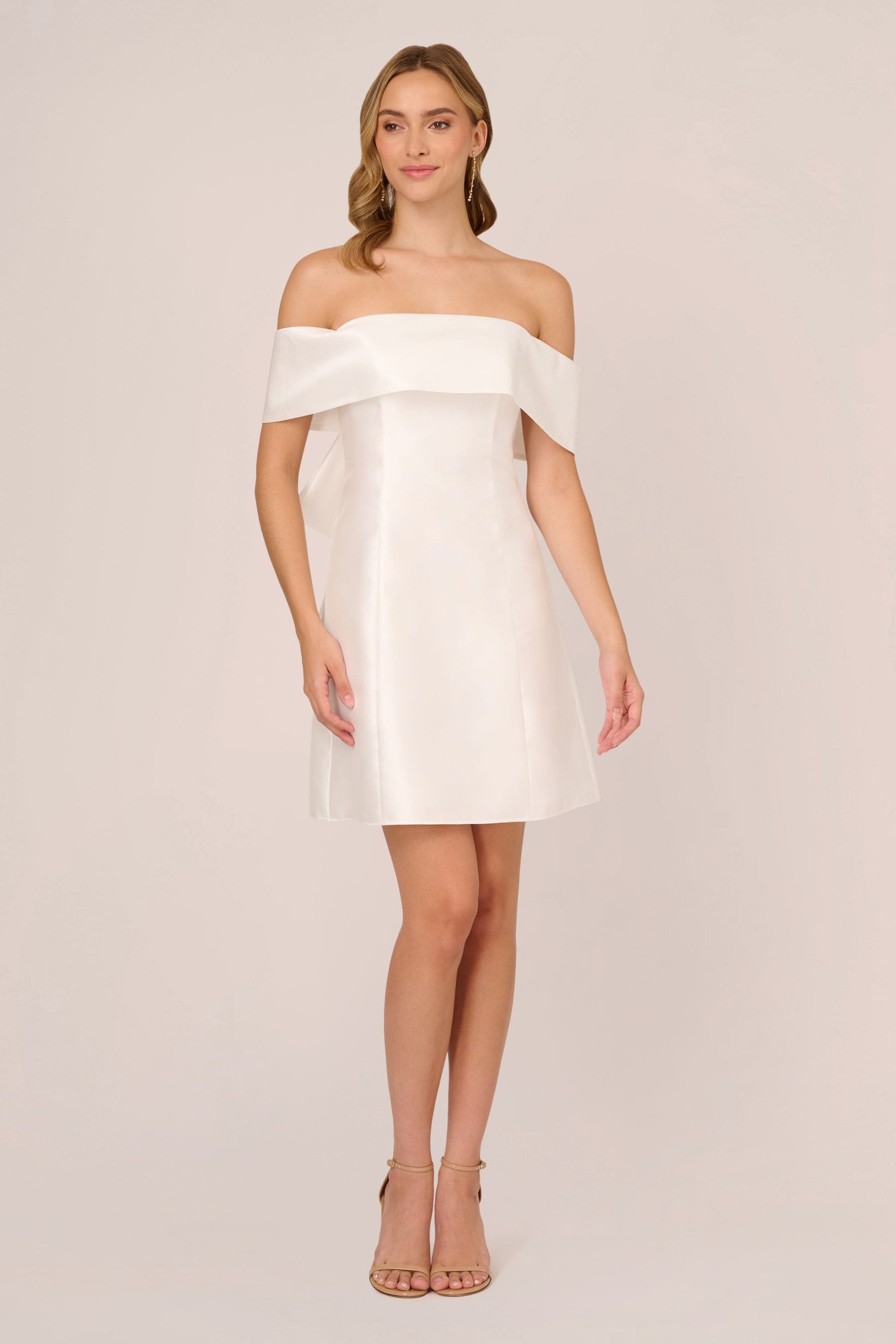 Buy Adrianna Papell Mikado Bow Short White Dress from Next Canada
