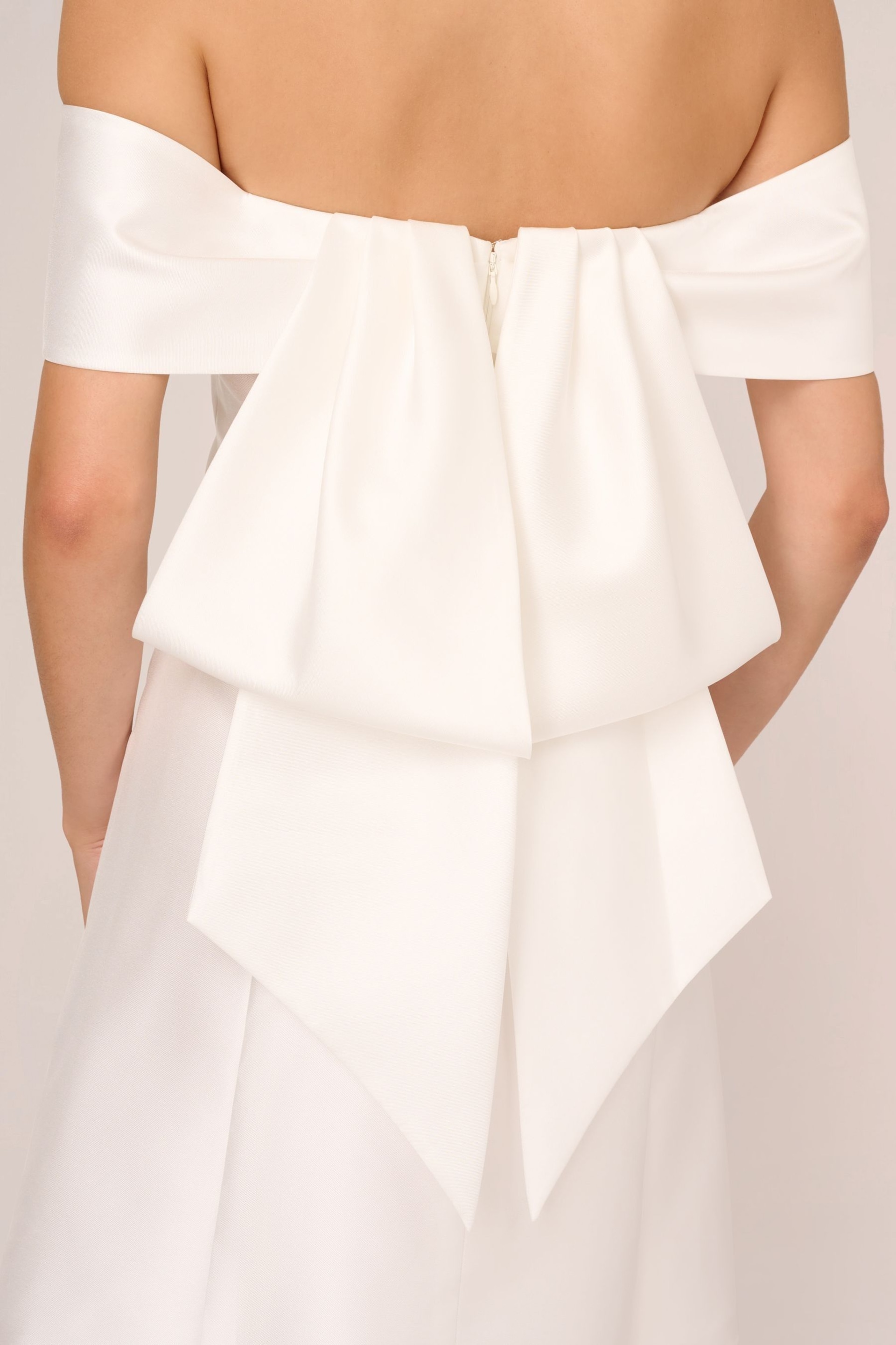 Adrianna Papell Mikado Bow Short White Dress - Image 5 of 7