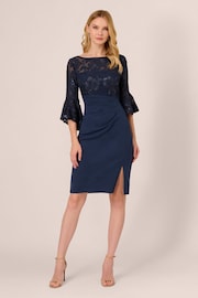 Adrianna Papell Blue Floral Lace Combo Dress - Image 3 of 7