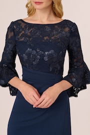 Adrianna Papell Blue Floral Lace Combo Dress - Image 4 of 7