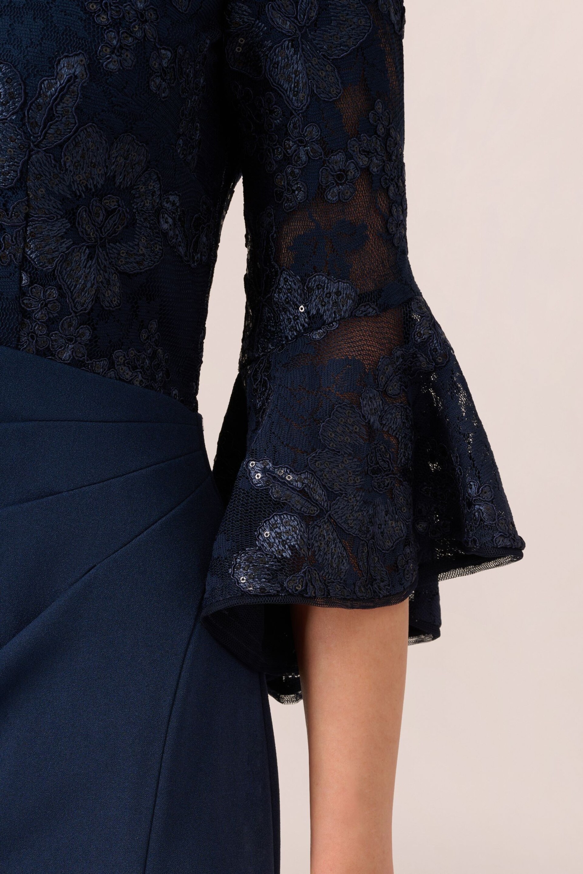 Adrianna Papell Blue Floral Lace Combo Dress - Image 5 of 7