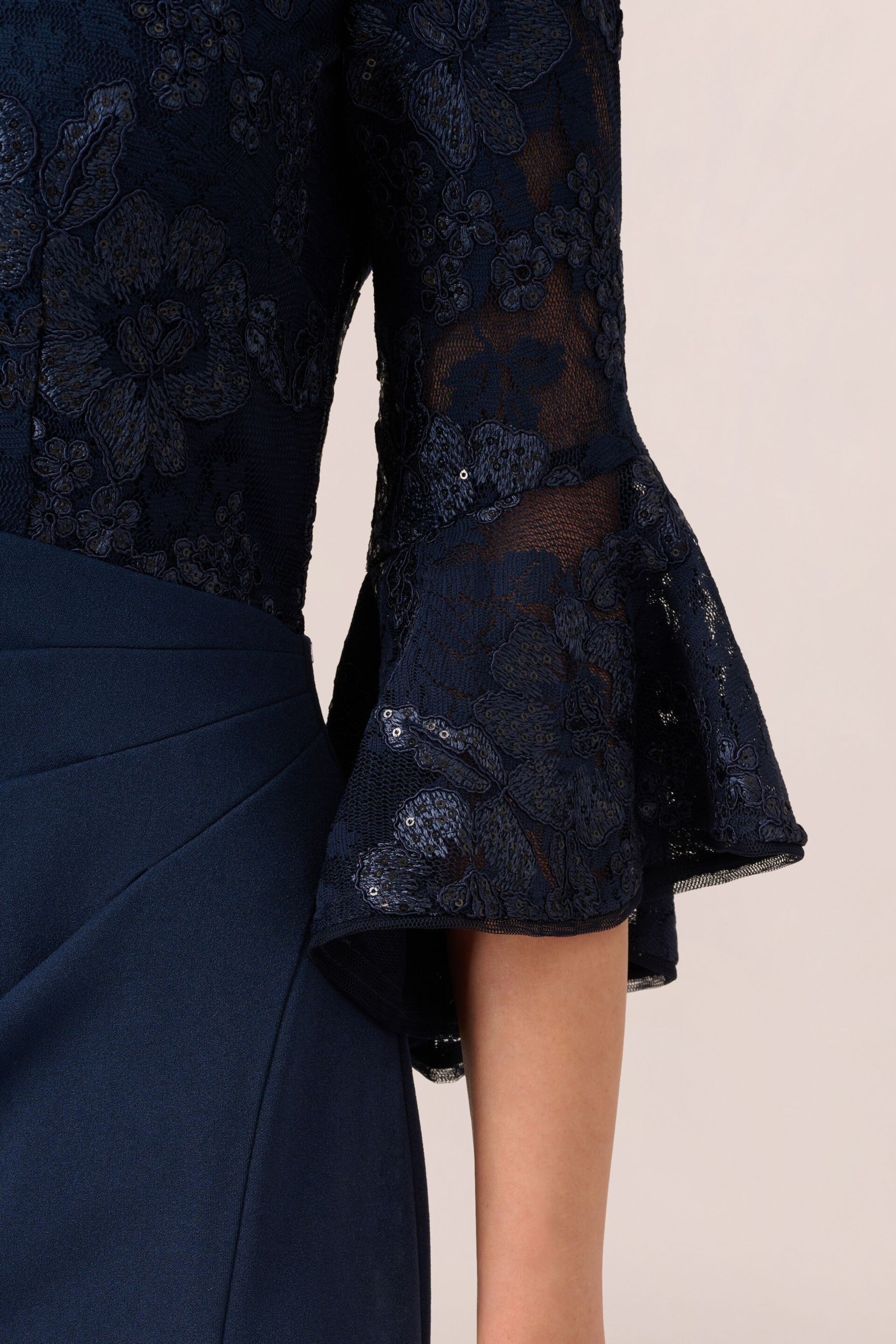 Adrianna Papell Blue Floral Lace Combo Dress - Image 6 of 7