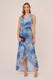 Adrianna Papell Blue Long Printed Gown - Image 3 of 7
