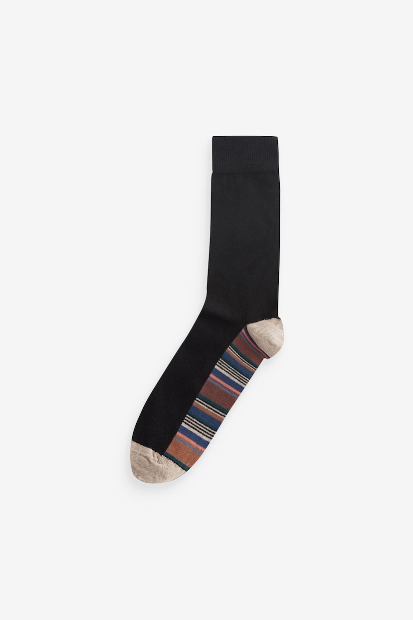 Black Multi Stripe 7 Pack Mens Cotton Rich Socks - Image 5 of 9