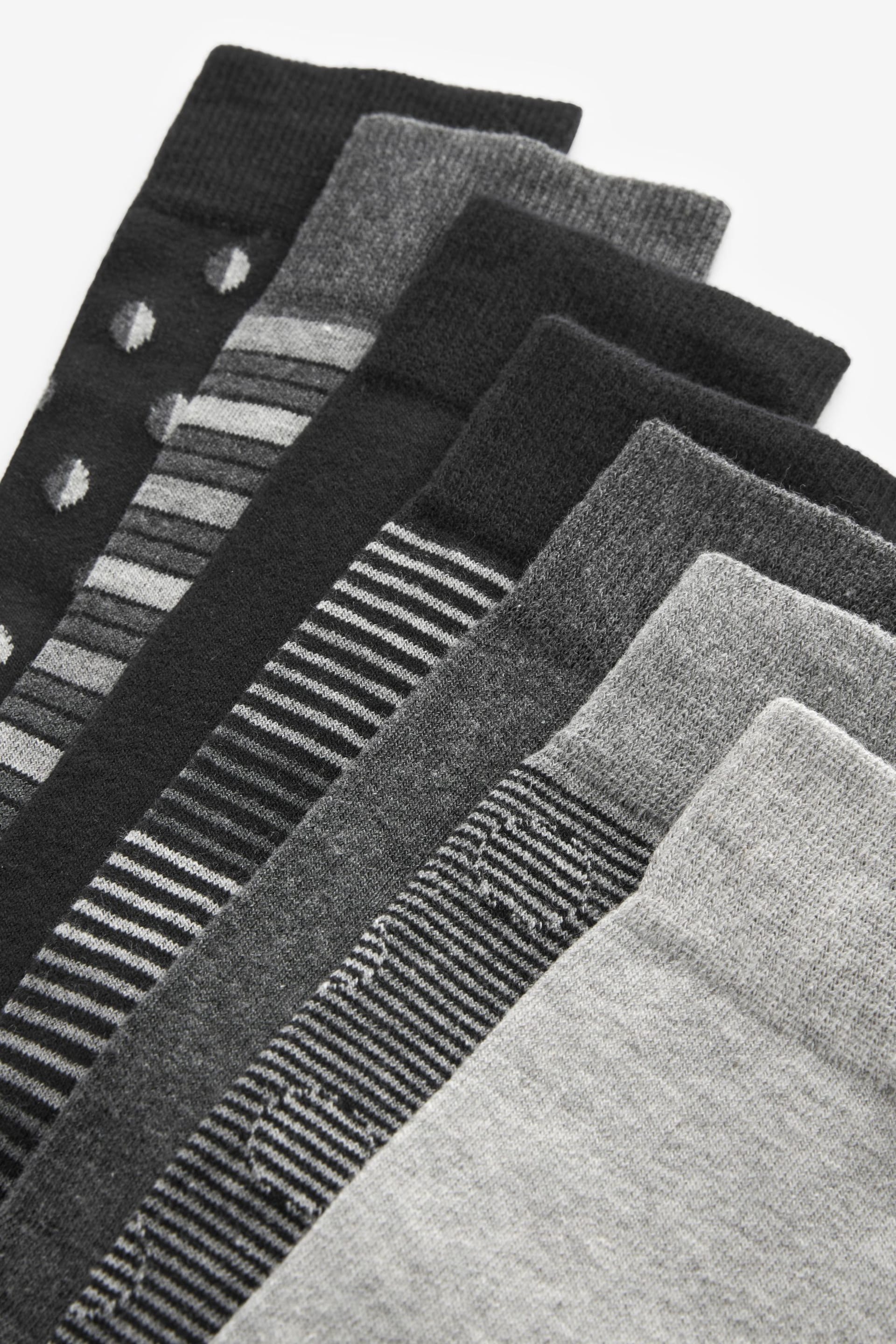 Black/Grey Pattern 7 Pack Mens Cotton Rich Socks - Image 9 of 10