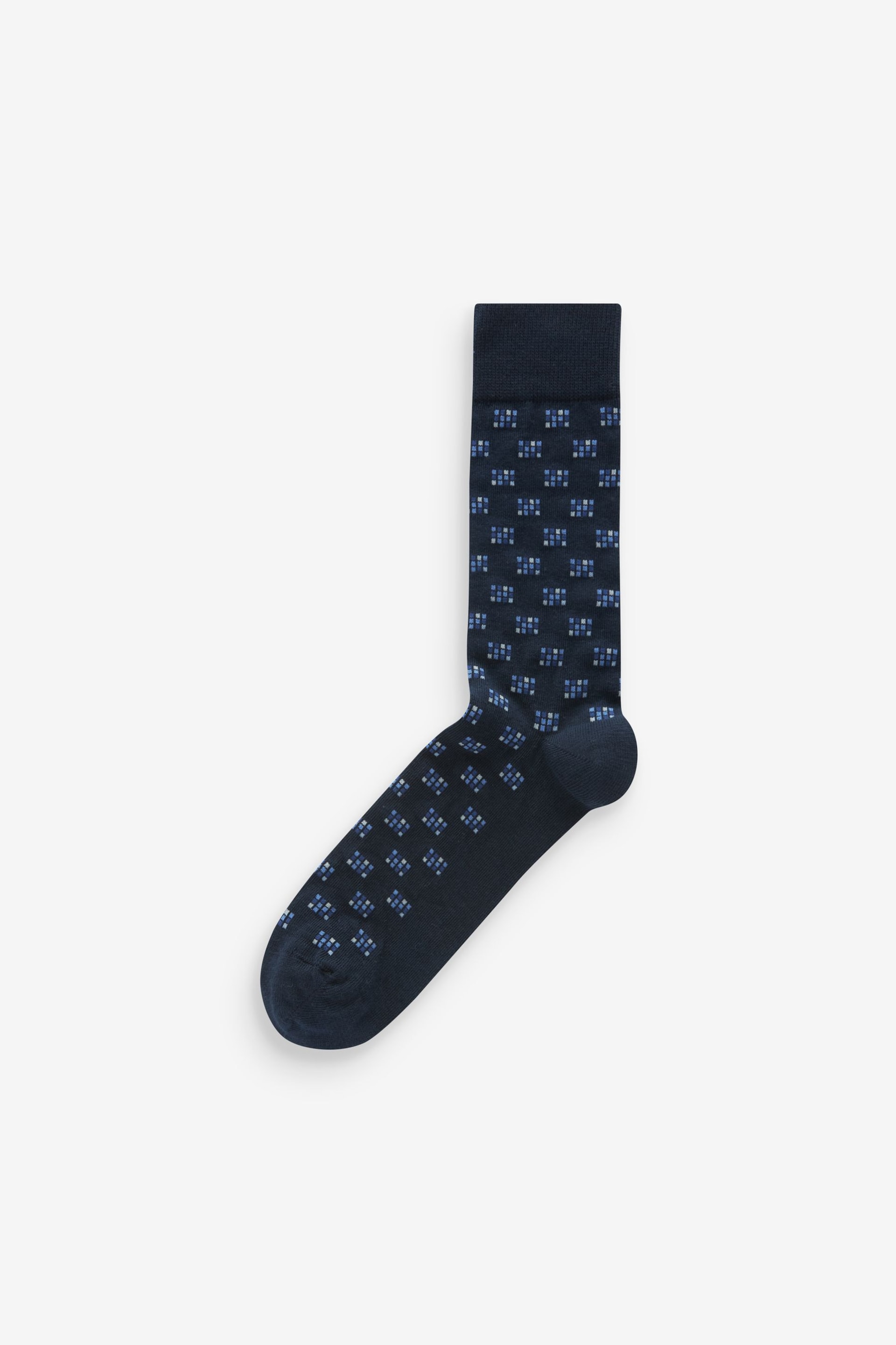 Navy Blue/Black Pattern Smart Socks 8 Pack - Image 7 of 10