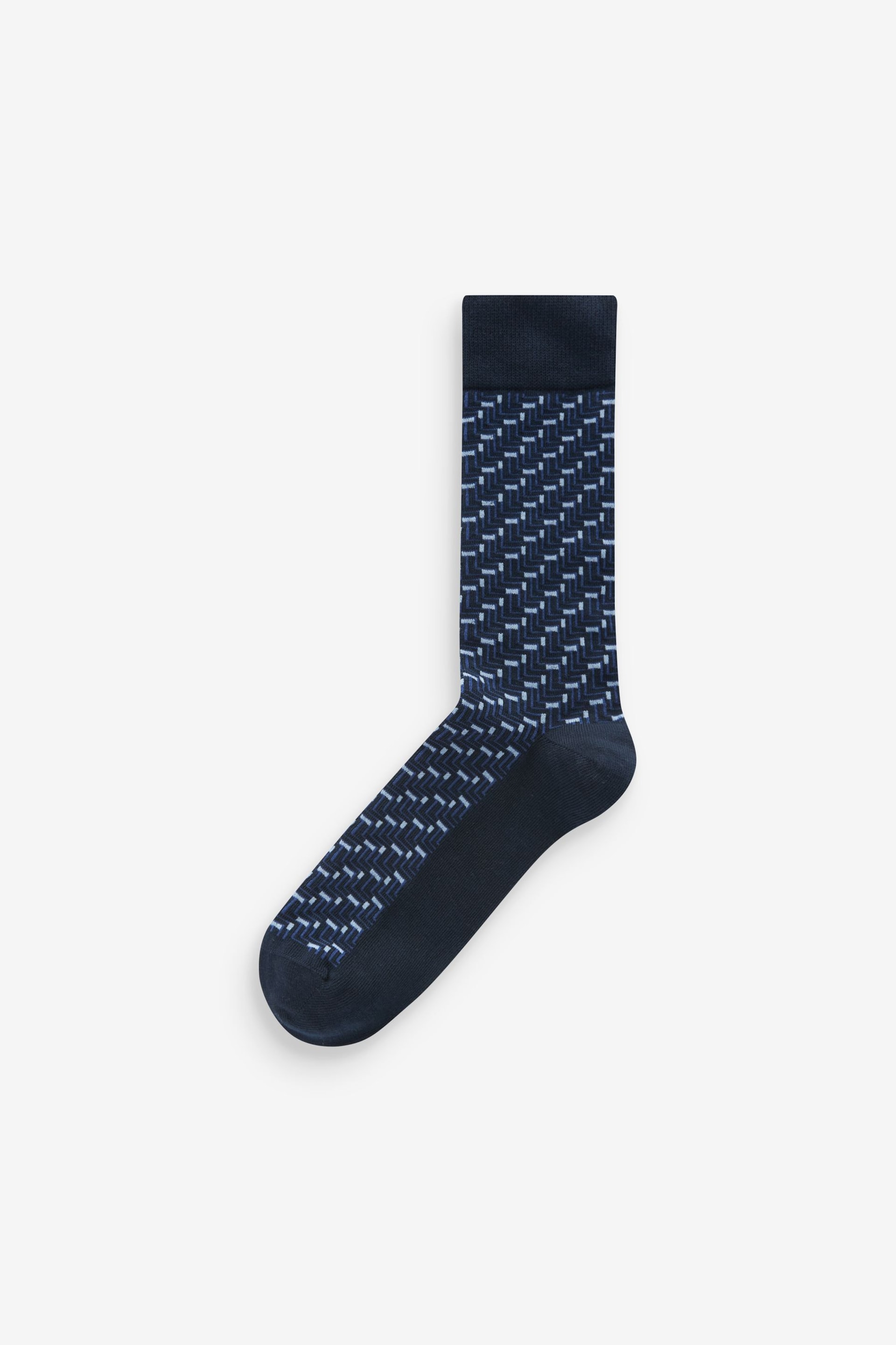 Navy Blue/Black Pattern Smart Socks 8 Pack - Image 9 of 10