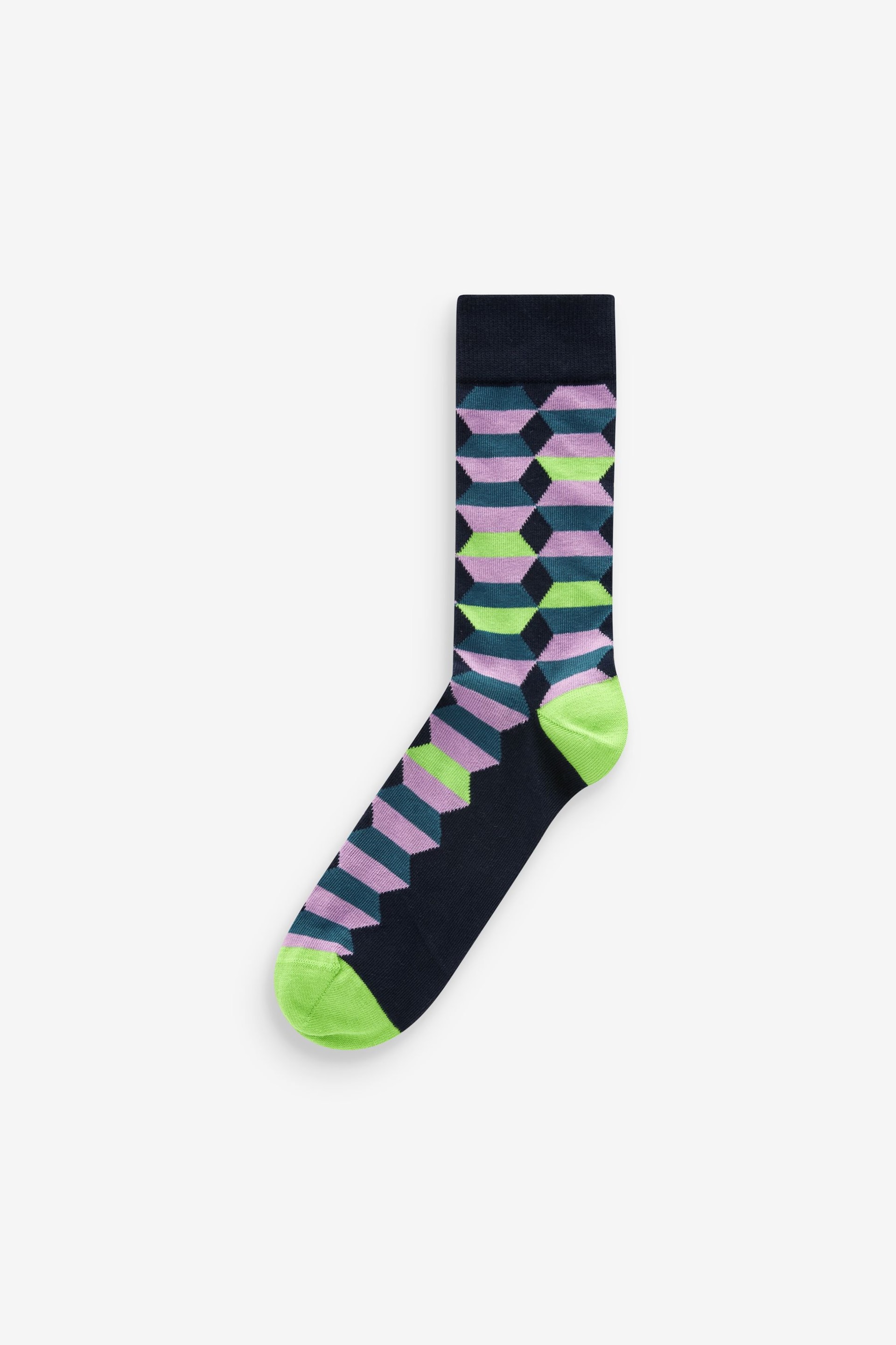 Bright Geo/Stripe Pattern Socks 8 Pack - Image 4 of 10