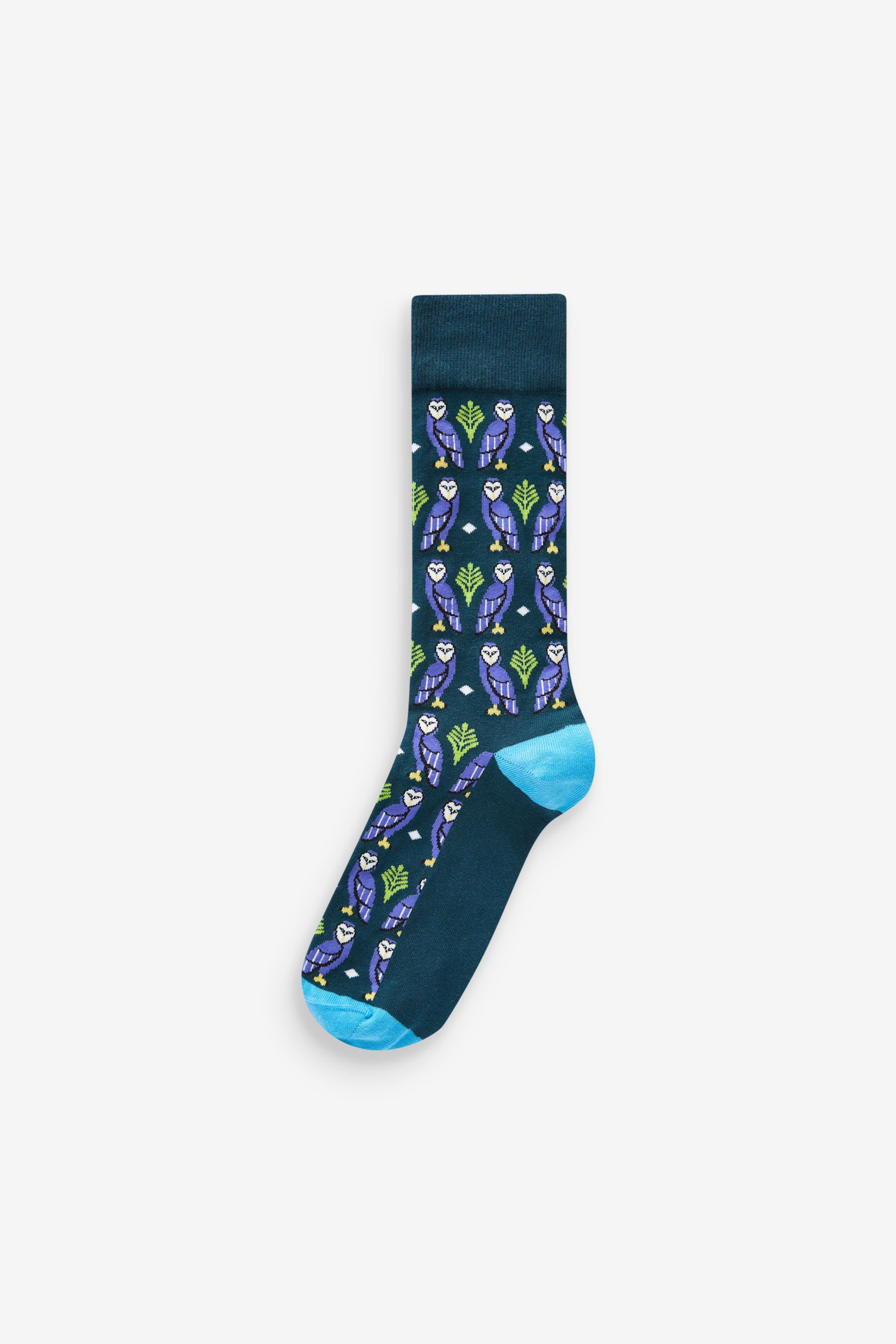 Blue/Green Animal Fun Pattern Socks 5 Pack - Image 4 of 6