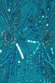 Adrianna Papell Blue Flutter Sleeve Beaded Gown - Image 7 of 7