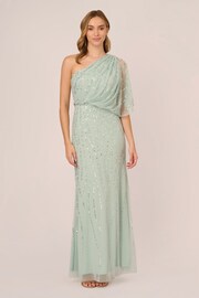 Adrianna Papell Green Long Beaded Dress - Image 1 of 7
