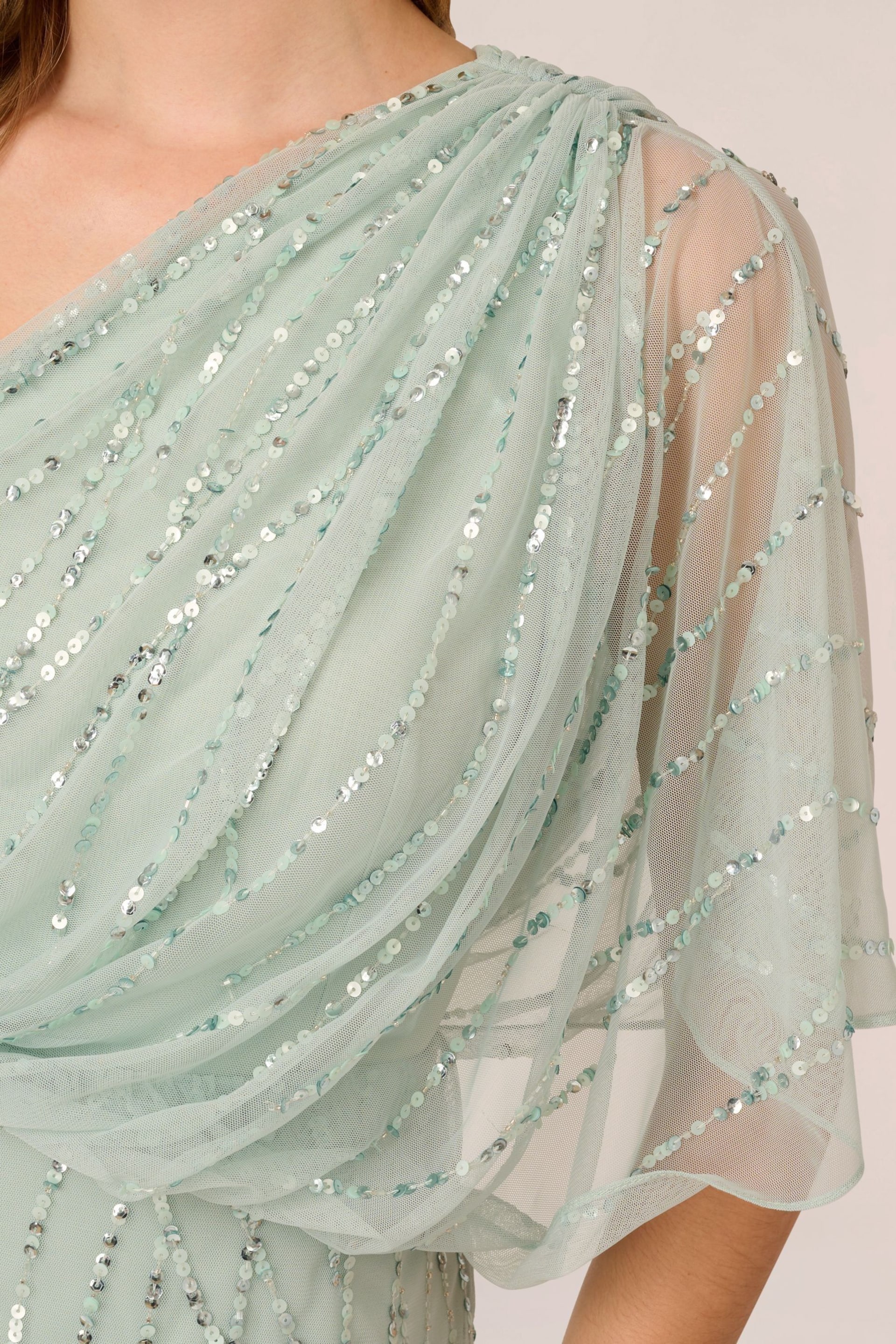 Adrianna Papell Green Long Beaded Dress - Image 5 of 7
