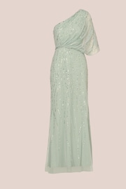 Adrianna Papell Green Long Beaded Dress - Image 6 of 7