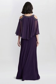 Gina Bacconi Purple Audrey Cold Shoulder Popover Gown With Beaded Neckline - Image 2 of 6