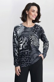 Gina Bacconi Grey Riley Animal Print Jumper With Diamantes - Image 4 of 6