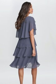 Gina Bacconi Grey Trysta Bugle Beaded Trim Tiered Cocktail Dress With Flitter Sleeves - Image 2 of 5