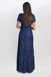 Gina Bacconi Blue Nancy Dress With Rosette Sequin Detail - Image 2 of 5