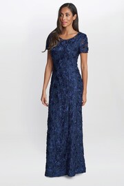 Gina Bacconi Blue Nancy Dress With Rosette Sequin Detail - Image 3 of 5