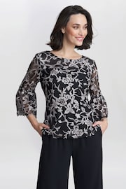 Gina Bacconi Brianna Embroidered Black Blouse - Image 3 of 5