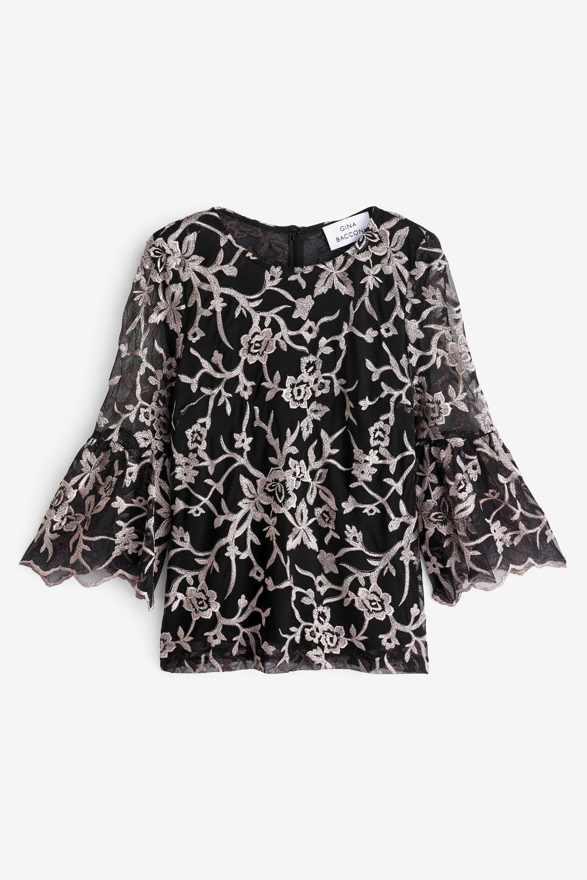 Gina Bacconi Brianna Embroidered Black Blouse - Image 5 of 5