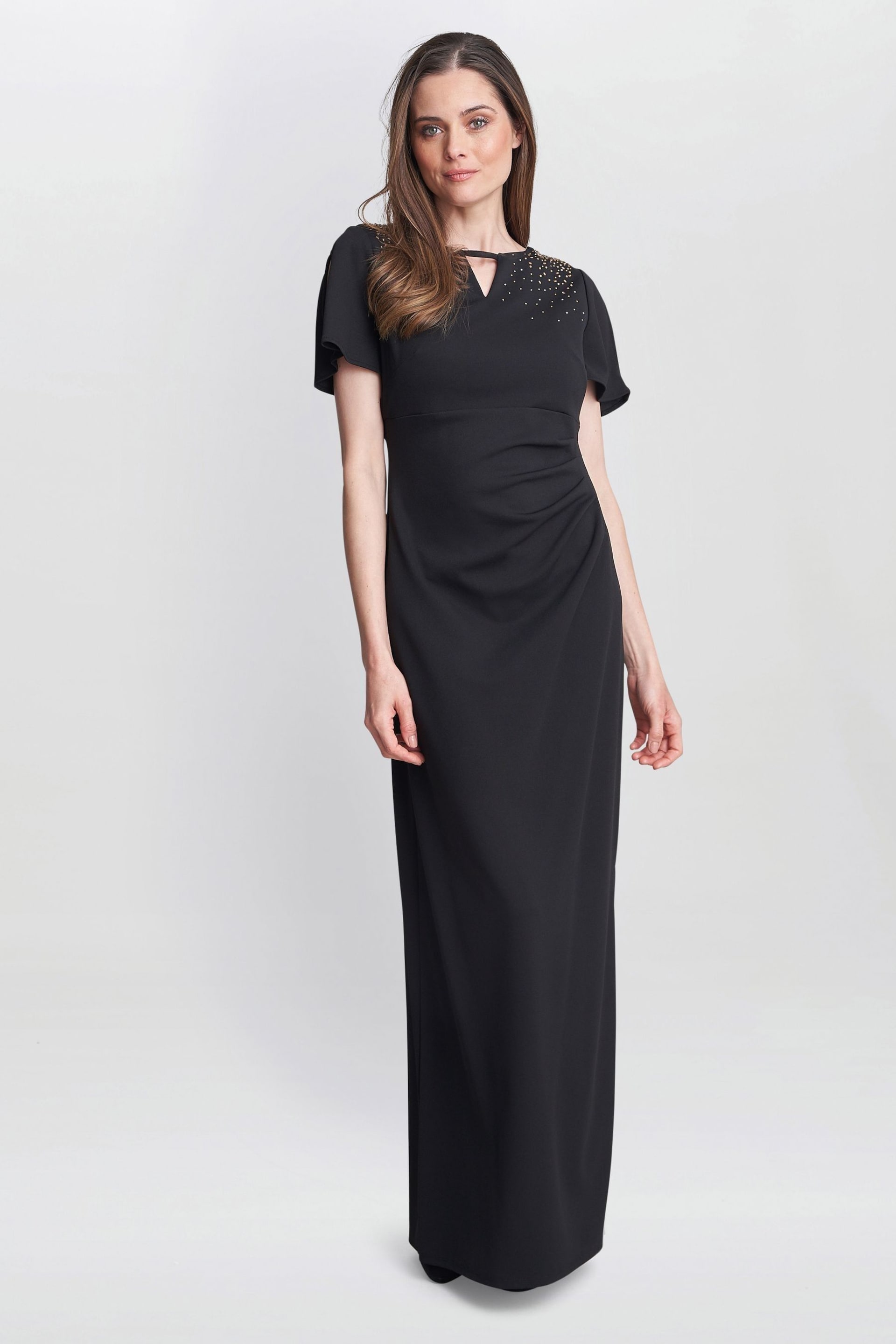 Gina Bacconi Betsy Maxi Black Dress With Keyhole Neck - Image 1 of 6